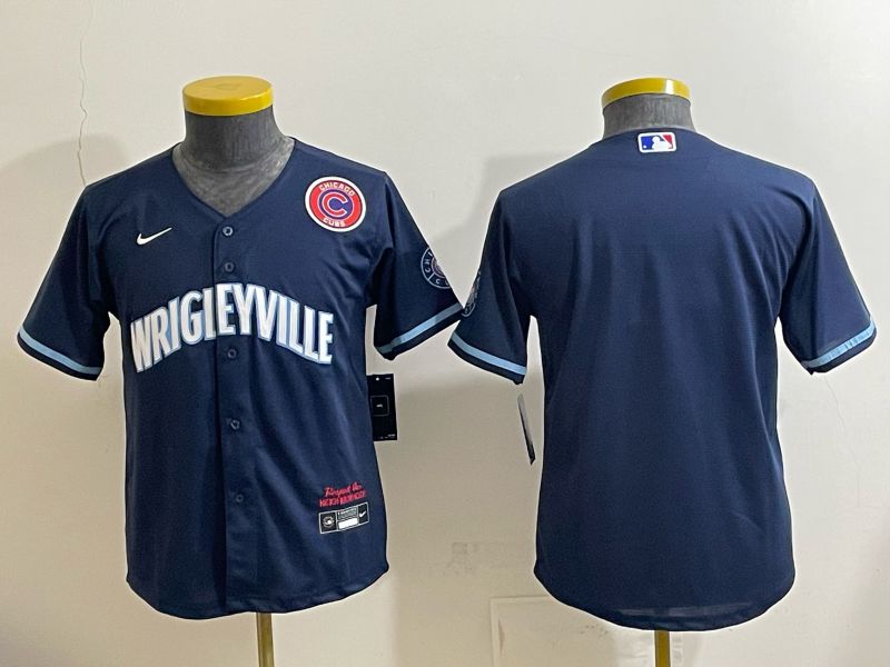 Youth 2026 Chicago Cubs Blank Drak Blue City Edition Nike MLB Jersey style 005->youth mlb jersey->Youth Jersey